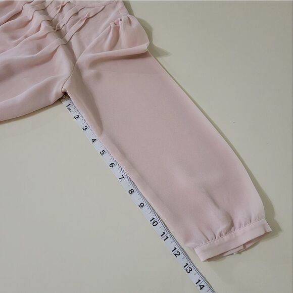 Loft Women's Blush Pink Sheer Pleated Yoke Blouse - Picture 6 of 10